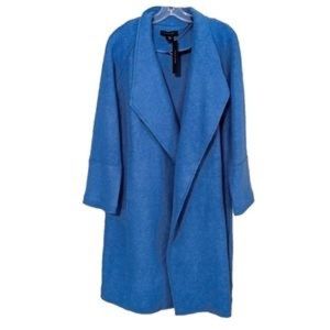 NWOT Tahari Wool Long Blue Waterfall Opening Coat